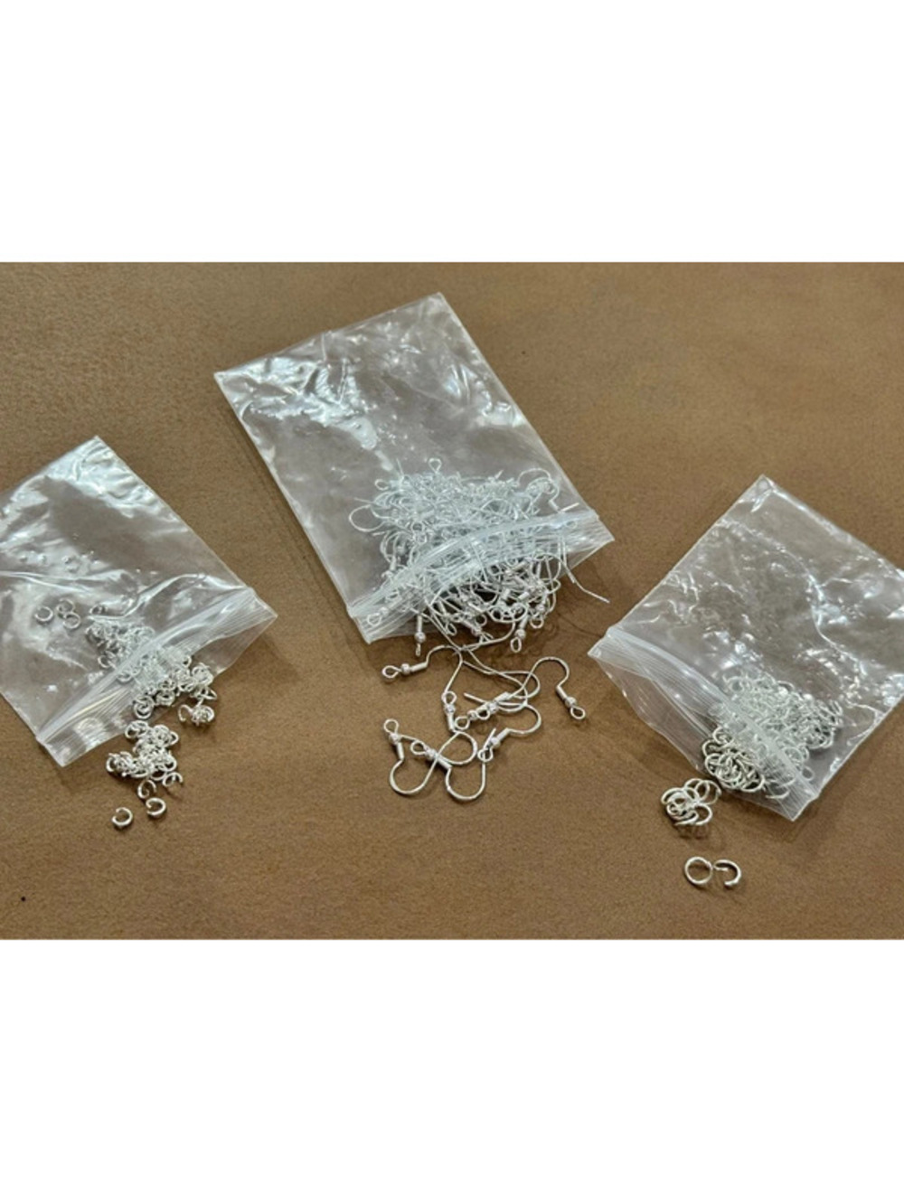 Silver Fish Hook Earring Wires with Two Sizes of Jump Rings Jewelry Making Kit